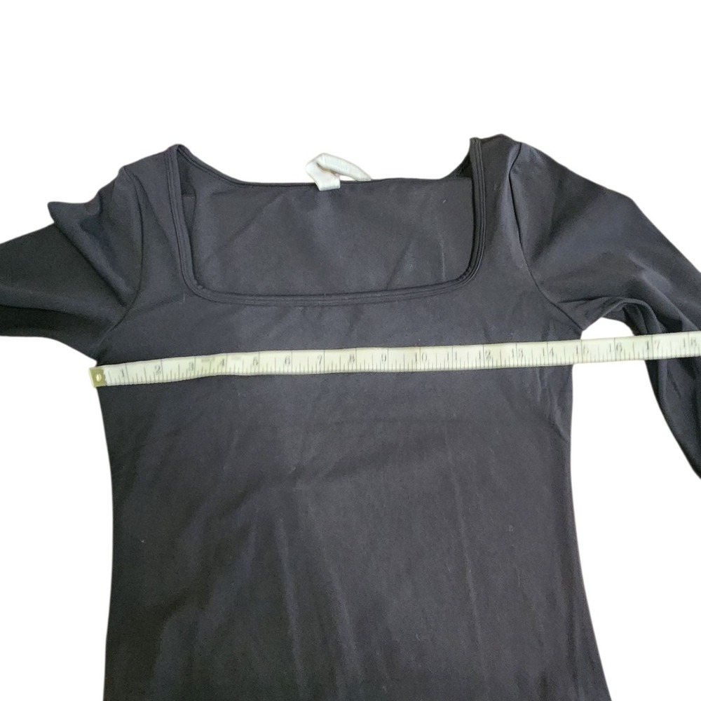 Crazy Yoga‎ Black Long Sleeve Bodysuit Square Neck Stretchy Athleisure